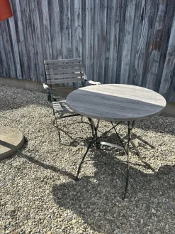 Outdoor Set Classic Holz Teak Grau Gestell Metall Dunkelgrün Schwarz Lackiert