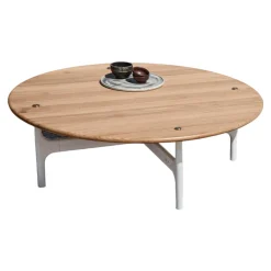 Outdoorcouchtisch Grand Weave Platte Teakholz Massiv Gestell Aluminium Pulverbeschichtet Weiß