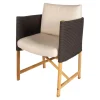 Outdoorsessel Giro Geflecht Woodland Saga Gestell Teakholz Kissen Stoff Laminat Dry Sand