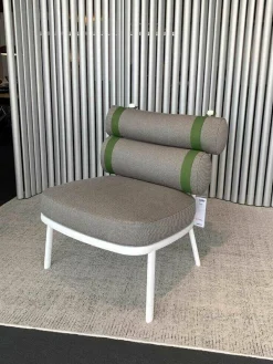 Outdoorsessel Roll Bezug 289 Fog Lamindo und 039 Green Stripe Gestell 721 Chalk