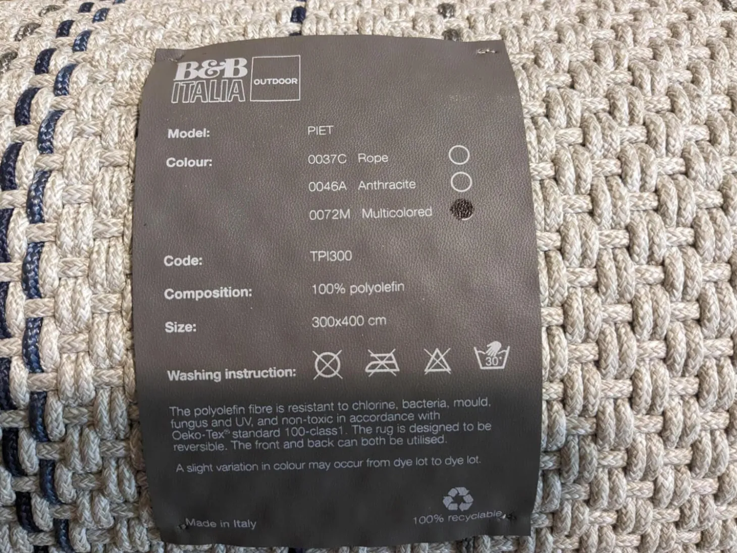 Outdoor-Teppich Piet TPI30 Mehrfarben Beige Blau Rot