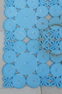 Outdoorteppich Spin TASN00B Stoff Fiordaliso Blu Chiaro T9857 Blau 198x198