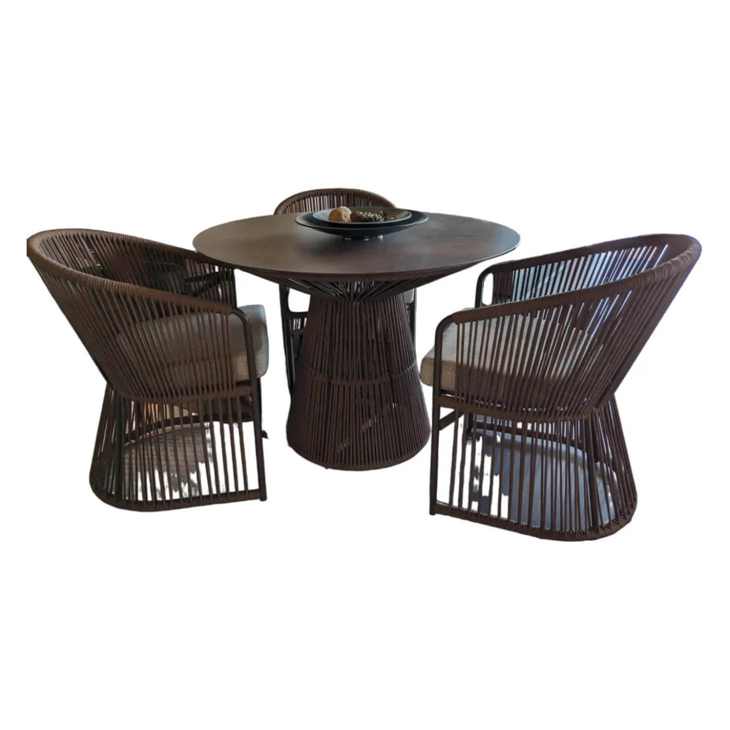 Outdoor-Tischgruppe Tibidado Corton Bordo Marone Tisch mit 3 Stühlen