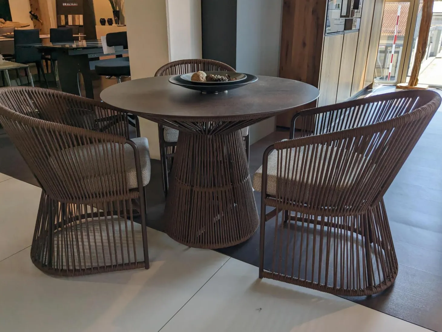 Outdoor-Tischgruppe Tibidado Corton Bordo Marone Tisch mit 3 Stühlen