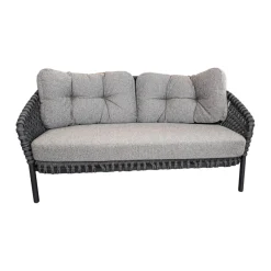 Outdoosofa Ocean Large 2 Sitzer Geflecht Soft Rope Dark Grey Dunkelgrau Kissensatz Stoff Wove Grau Gestell Aluminium Pulverbeschichtet Grau
