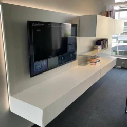 Paneelwand Alea Lack Weiß Mit Beleuchtung Und Glas Einlegeböden