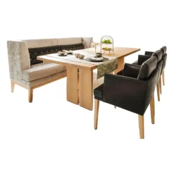 Polo Tischgruppe Tisch Eiche Gekalkt Hell 3 Stühle Bank