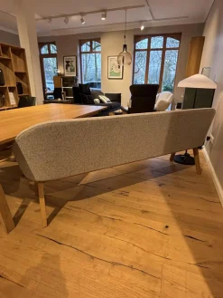 Polsterbank Flor Stoff Ripley R10 Grau Beige Natur Meliert Gestell Eiche Natur Geölt