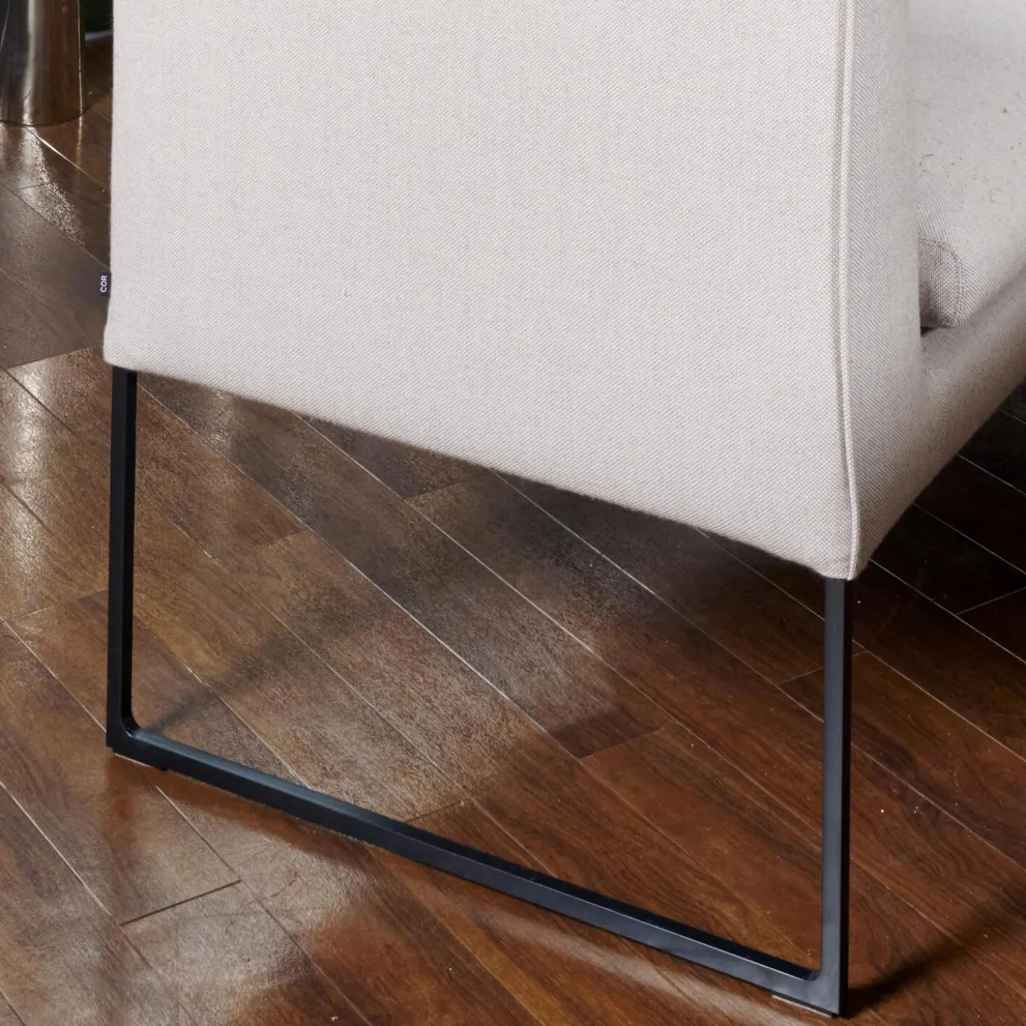 Polsterbank Mell Mit Kissen Stoff 9717 Kiesel Metallgestell Pulver Schwarz