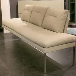 Polsterbank Mit Sessel Und 3 Stühlen Leder Toledo Perle Weiß Creme