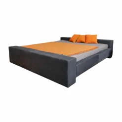 Polsterbett Brian Kopfteil A Niedrig Leder Novara 0523 Black Off Schwarz Fußplatte Holz Schwarz