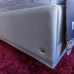 Polsterbett Composium Bezug Lederoptik Sand Grau Mit Matratze Und Kissen