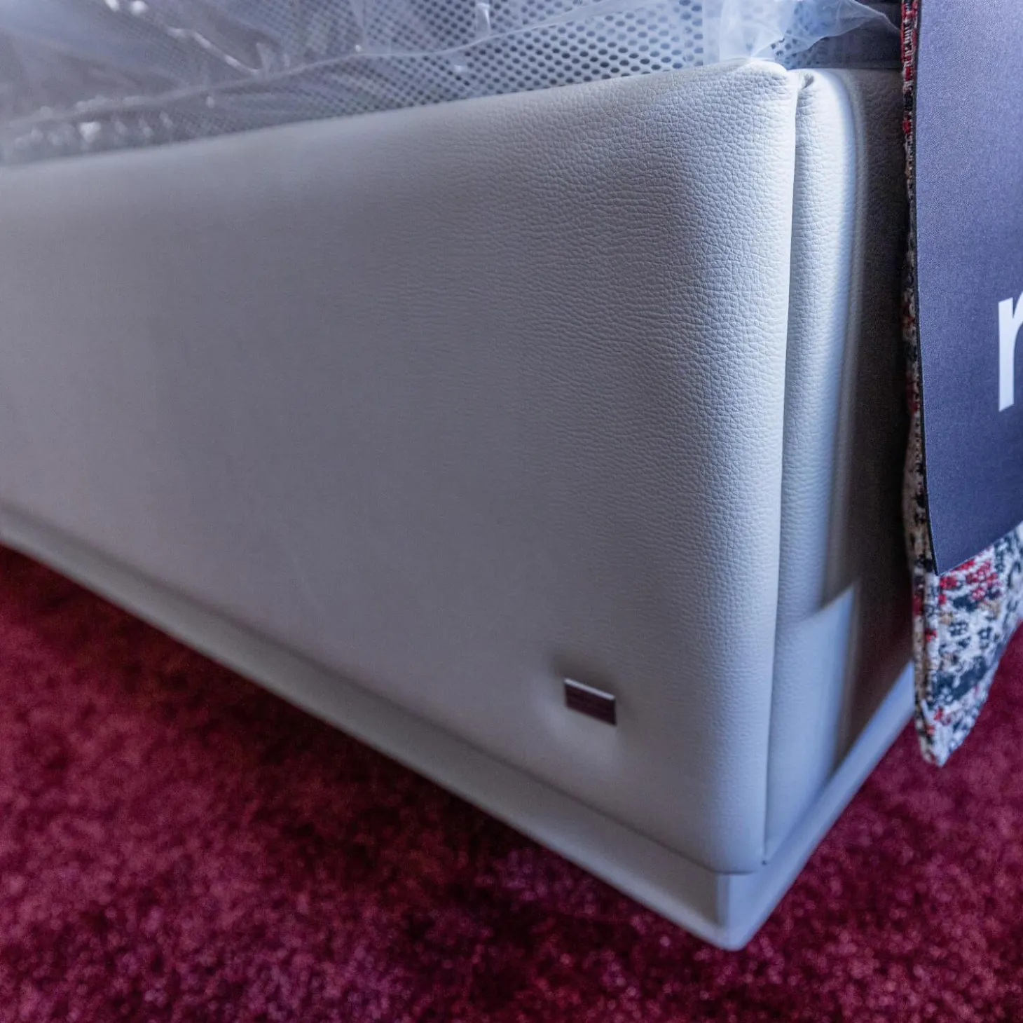 Polsterbett Composium Bezug Lederoptik Sand Grau Mit Matratze Und Kissen