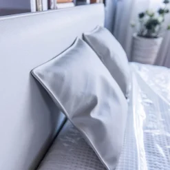 Polsterbett Composium Bezug Lederoptik Sand Grau Mit Matratze Und Kissen