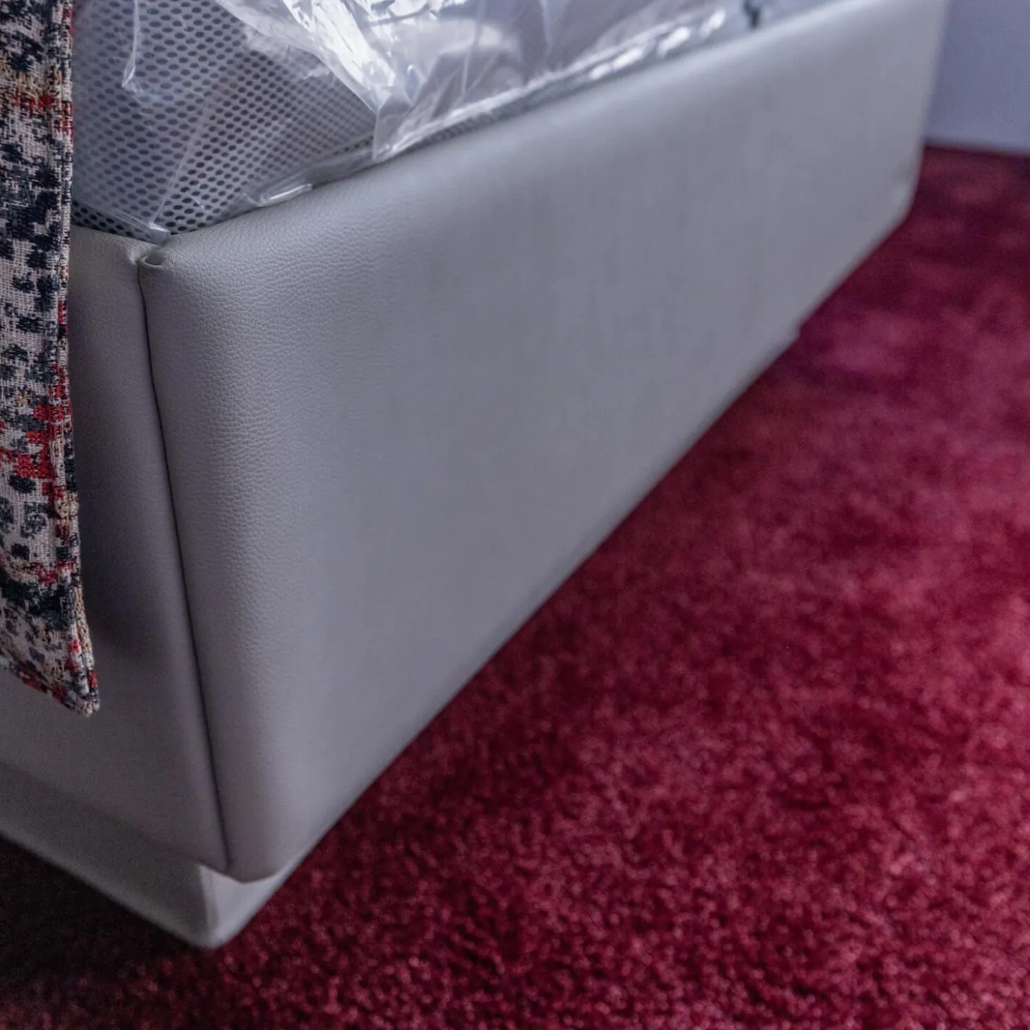 Polsterbett Composium Bezug Lederoptik Sand Grau Mit Matratze Und Kissen