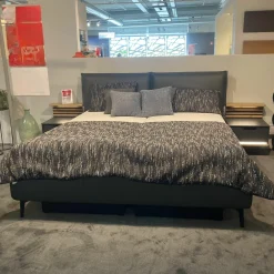 Polsterbett Drake Leder Anthrazit Fuß Metall Anthrazit Inklusive Matratzen