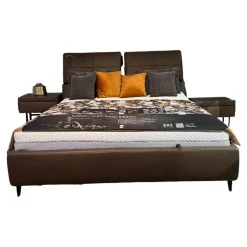 Polsterbett Heaven Leder Galero Nougat Braun Metallfuß Schwarz Inklusive Matratzen