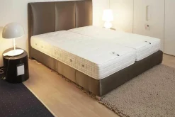 Polsterbett Kate Luxury 796 Gr D Grau Blockfuß Chrom mit 2 Matratzen