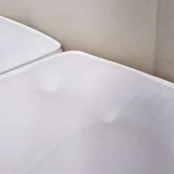 Polsterbett Kate Stoff Hot Madison 072 Beige Creme Füße Chrom mit Matratzen