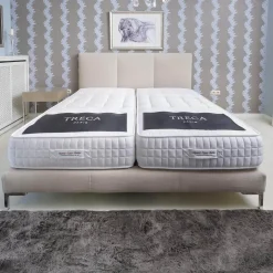 Polsterbett Kate Stoff Hot Madison 072 Beige Creme Füße Chrom mit Matratzen