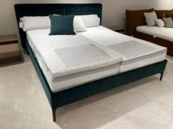 Polsterbett Pad Stoff Harald 2 982 Dunkelgrün Rücken Echt Metallfuß NY Schwarz Ohne Matratzen Ohne Lattenrost