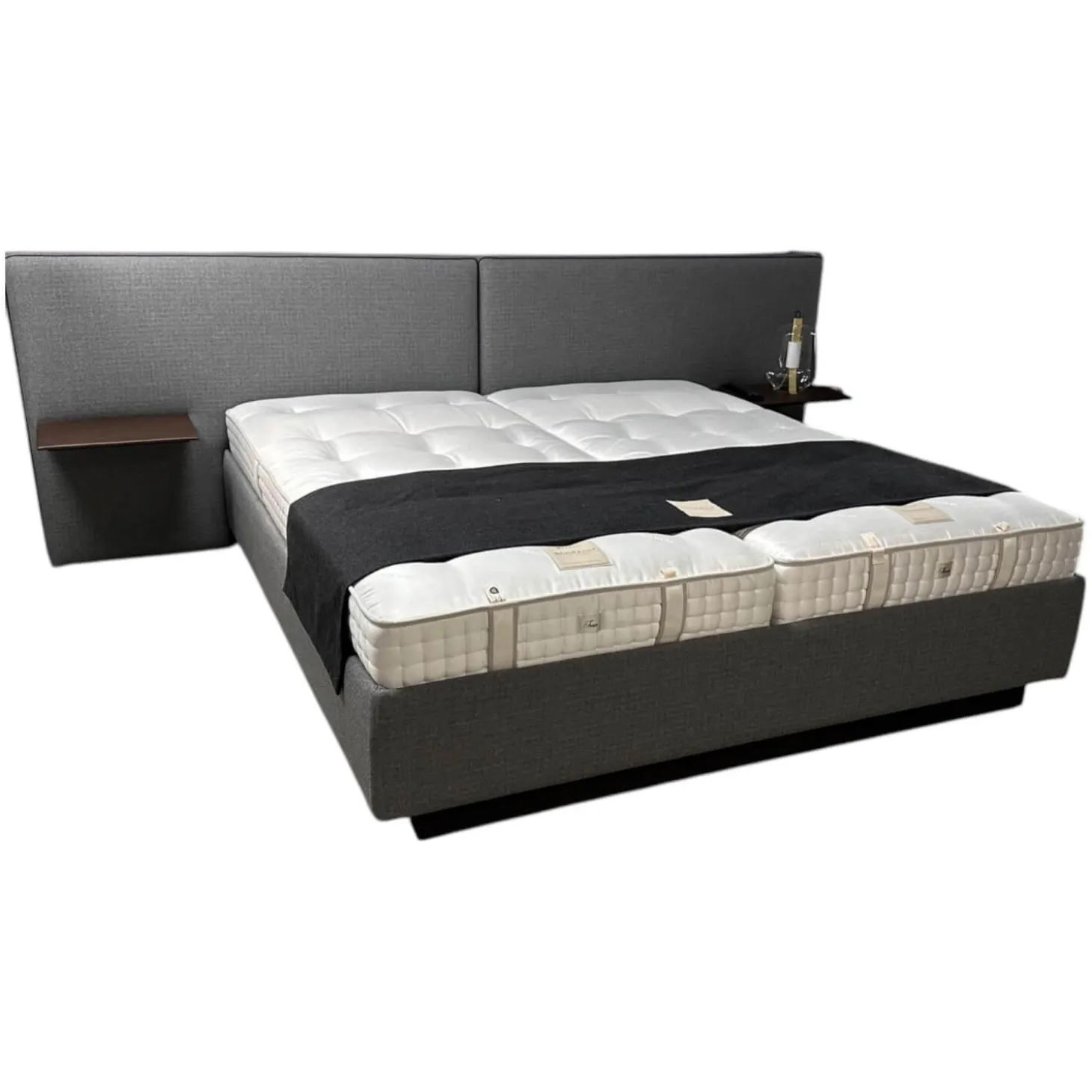 Polsterbett Paio Stoff Mirage Graublau Mit Matratzen Und Motorischer Verstellung