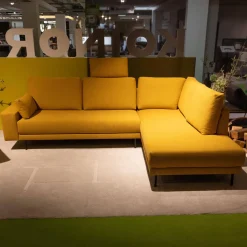 Polstereckgarnitur Und Sessel 170 Stoff 6545 Honiggelb Gelb Fuß Stahl Rundrohr Tiefschwarz RAL9005 Schwarz