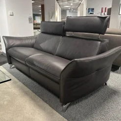 Polstergarnitur 1926 Leder 31 Longlife Moor Schwarz Braun Füße Metall 62 Edelstahloptik Gebürstet