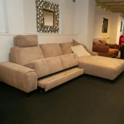 Polstergarnitur Leon Bezug Cord Taupe Metallfuß 1015 Schwarz Matt Mit Schlaffunktion