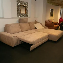 Polstergarnitur Leon Bezug Cord Taupe Metallfuß 1015 Schwarz Matt Mit Schlaffunktion