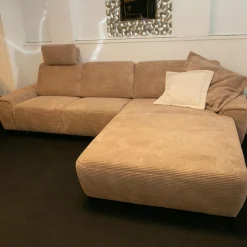 Polstergarnitur Leon Bezug Cord Taupe Metallfuß 1015 Schwarz Matt Mit Schlaffunktion