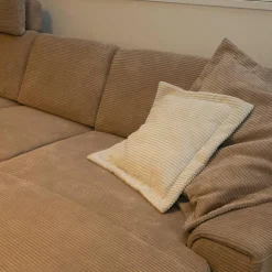 Polstergarnitur Leon Bezug Cord Taupe Metallfuß 1015 Schwarz Matt Mit Schlaffunktion