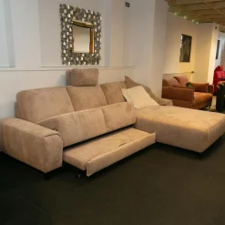 Polstergarnitur Leon Bezug Cord Taupe Metallfuß 1015 Schwarz Matt Mit Schlaffunktion