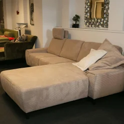 Polstergarnitur Leon Bezug Cord Taupe Metallfuß 1015 Schwarz Matt Mit Schlaffunktion