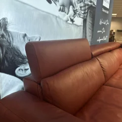 Polstergarnitur Amante Leder L150 87 Weinrot Rot Metallfuß Schwarzchrom Mit festem Hocker