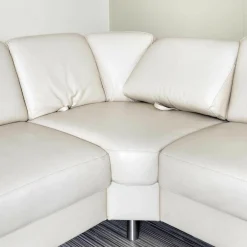 Polstergarnitur Bellini Leder BelVita Ecru Metallfuß Hochglanz Mit Verstellbaren Lehnen