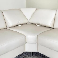 Polstergarnitur Bellini Leder BelVita Ecru Metallfuß Hochglanz Mit Verstellbaren Lehnen