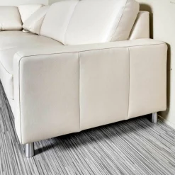 Polstergarnitur Bellini Leder BelVita Ecru Metallfuß Hochglanz Mit Verstellbaren Lehnen