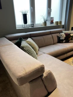 Polstergarnitur Cornella Style Stoff Bulus FB32 Silber Grau Fuß Metall Inklusive Kissen