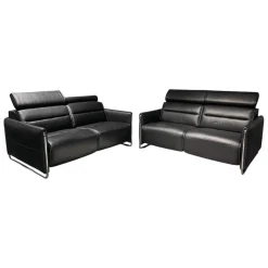 Polstergarnitur Emily V2 R Leder Cori 19 Black Schwarz Kufen Verchromt