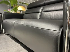 Polstergarnitur Emily V2 R Leder Cori 19 Black Schwarz Kufen Verchromt