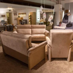 Polstergarnitur Gomera Stoff 89804 Gr. D Fuß Chromgleiter Matt Mit 2 Sofas Und 1 Sessel