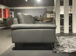 Polstergarnitur HS 450 Leder 545 56 Anthrazit Füße Metall Schwarz Inklusive Kissen