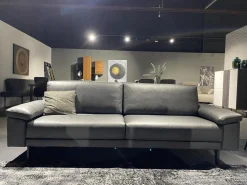 Polstergarnitur HS 450 Leder 545 56 Anthrazit Füße Metall Schwarz Inklusive Kissen