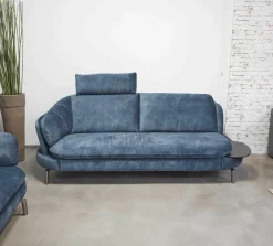 Polstergarnitur Kami Stoff 0735-51 Petrol Füße Anthrazit Verchromt 2 Sofas