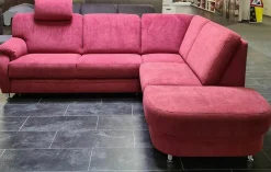 Polstergarnitur KS 4975 Stoff Charly Red Rot Fuß Metall Alufarbig Silber Inklusive Hocker