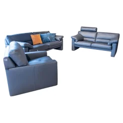 Polstergarnitur Leder 43 059 Braun Inklusive Kopfstütze 2 Sofas 1 Sessel