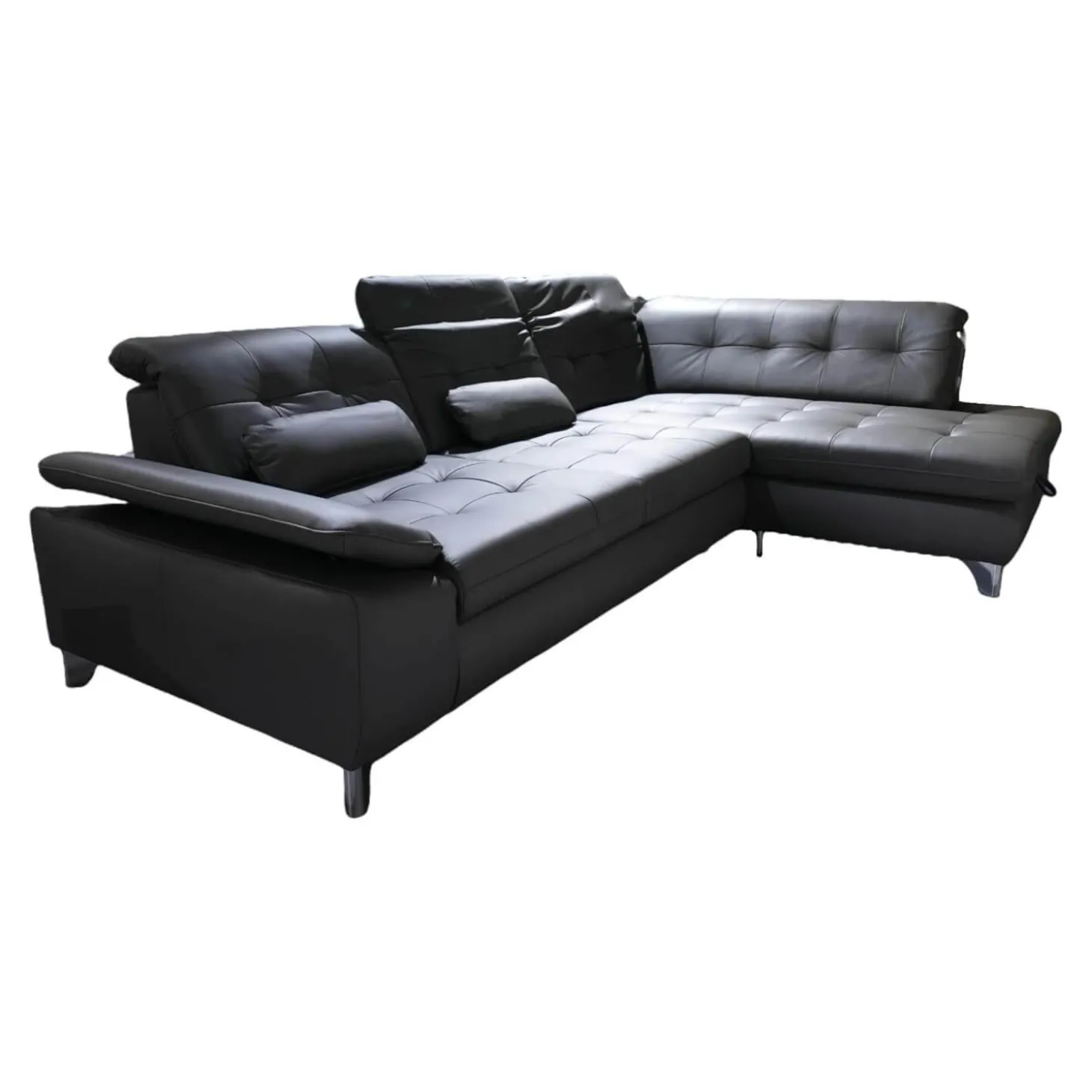 Polstergarnitur MM-PN1078 Bezug Leder Torro Grau Metallfuß Glänzend