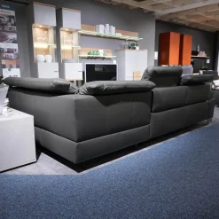 Polstergarnitur MM-PN1078 Bezug Leder Torro Grau Metallfuß Glänzend