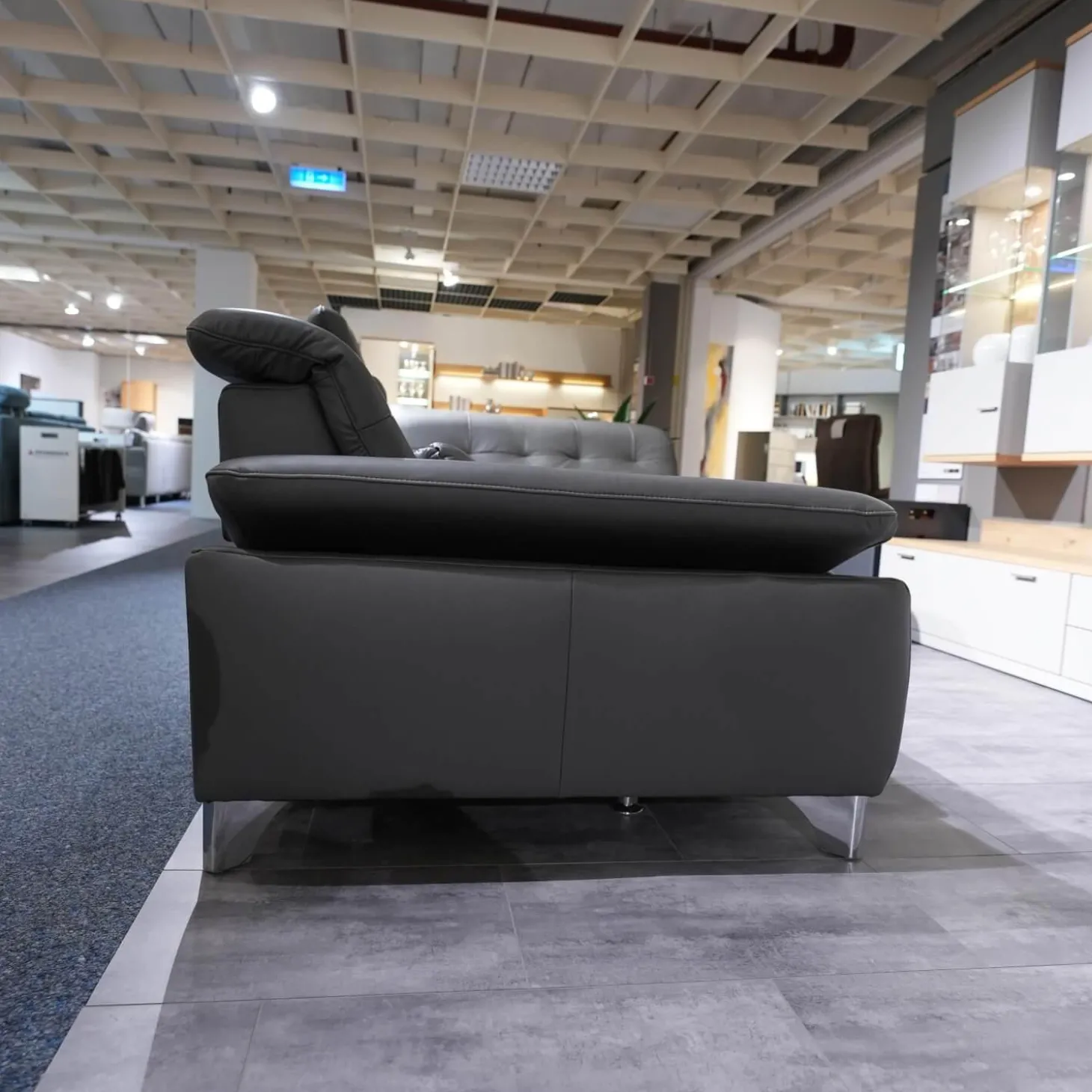 Polstergarnitur MM-PN1078 Bezug Leder Torro Grau Metallfuß Glänzend